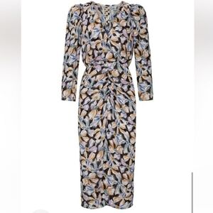 REBECCA TAYLOR NYC  BOW FLEUR MIDI  RUCHED DRESS SIZE 0